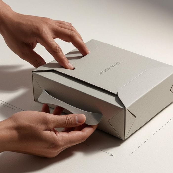une personne qui ouvre une boite en carton