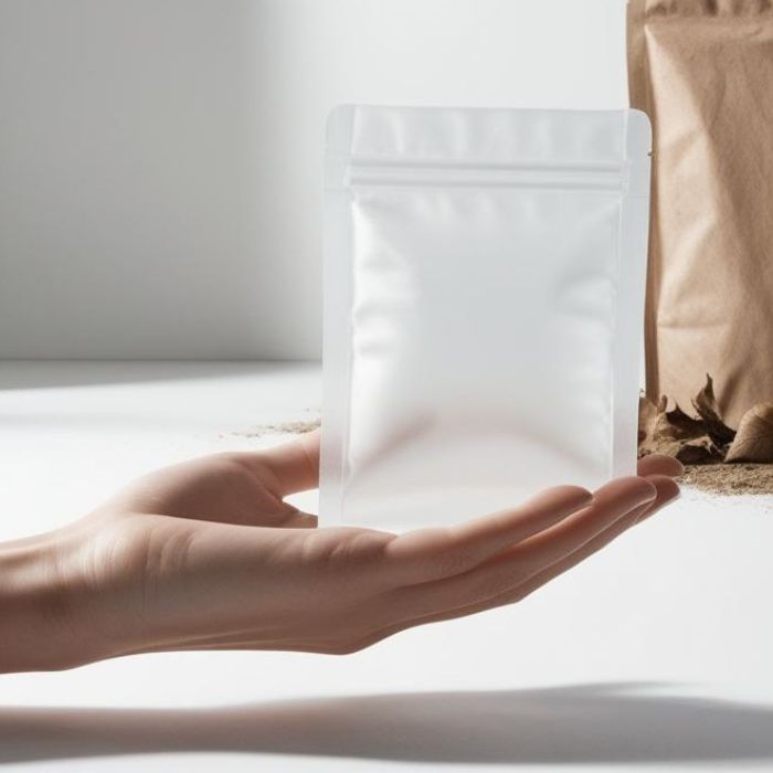 une main qui tient un sachet refermable