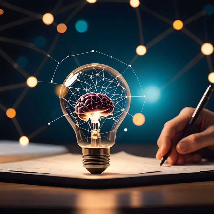 un dessin d'un cerveau dans une ampoule