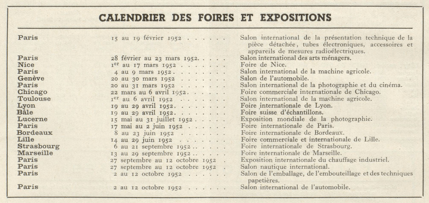 former publication of fairs and exhibitions