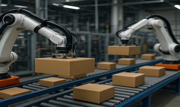 robots permetant un emballage de cartons sur tapis roulant