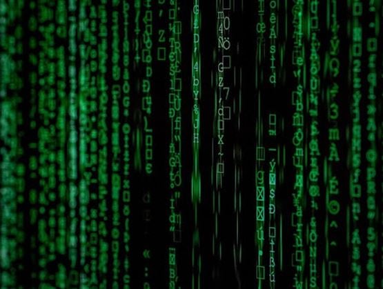 Flux de code informatique vert sur fond noir, évoquant la cybersécurité et l’analyse de données.