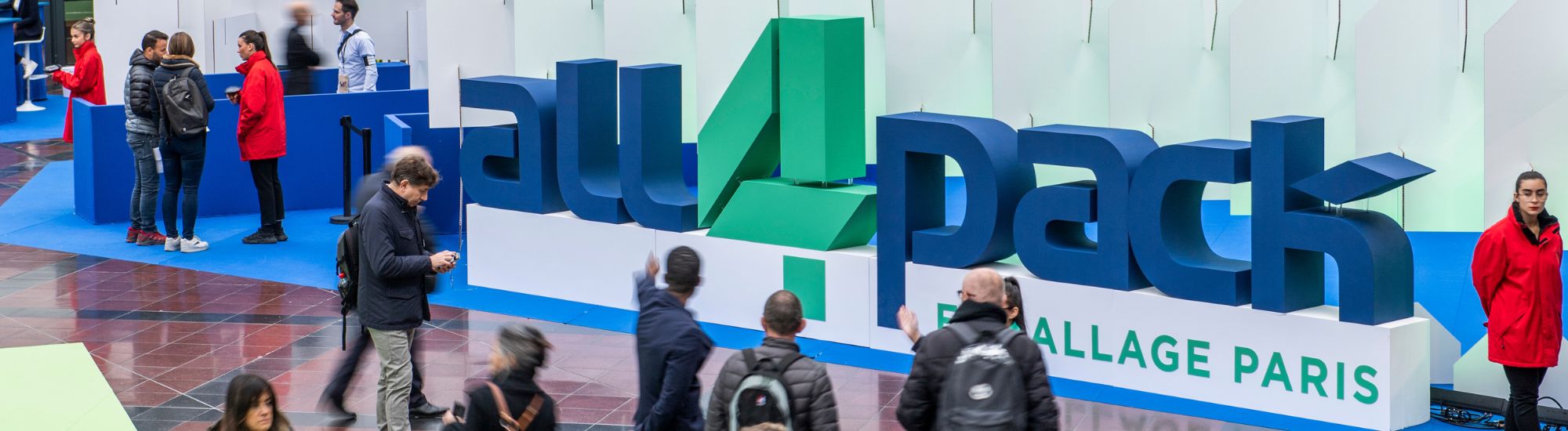 Entrance hall with the ALLFORPACK logo. 